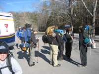 Getting ready to go on the Moonbow Trail backpacking hike