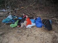 Waking up under their built shelter