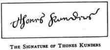 The Signature of Thones Kunders - Click to Enlarge