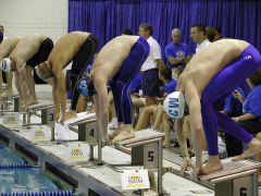 This picture shows males in the ankle and knee length fastskins.