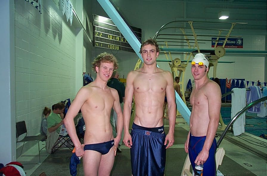 This picture shows the male brief TYR aquapel and the ankle length fastskin.