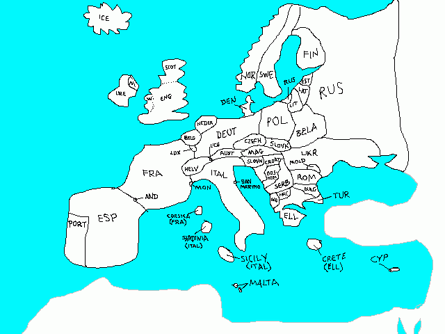 Hand-drawn map of Europe