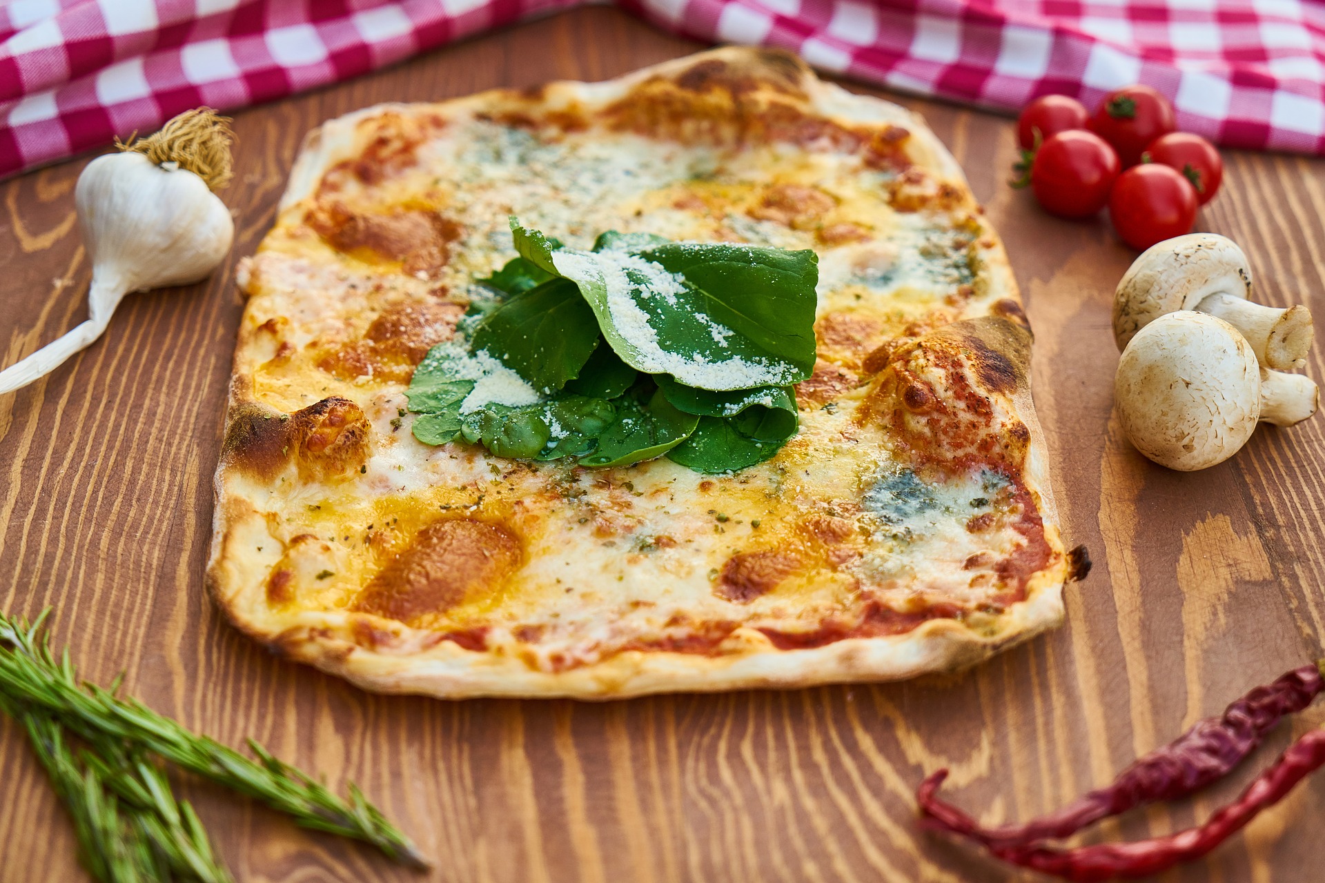 Rustic Basil Flatbread Pizza