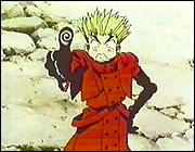 Vash congratulates himself... seconds before a town gets toastied!