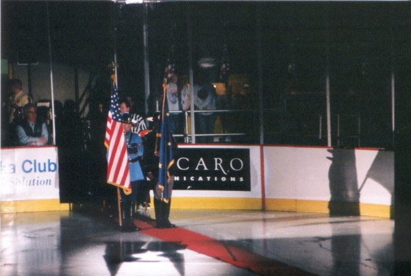 Presenting the colors at Sullivan Arena in Anchorage