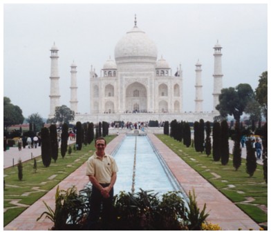 The Taj Mahal in Agra, India.&nbsp; It was built by Shah Jahan as a timeless memorial to his wife who died at the age of 38.
