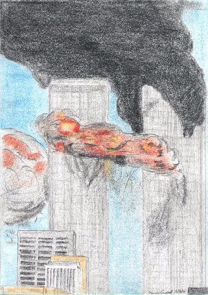 This looks like an unreal, horrific tableau from a comic when described in coloured pencil. The reality was even more horrifying and apocalyptic. The world changed beyond recognition.