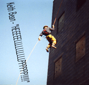 Keith Bean repelling for the first time