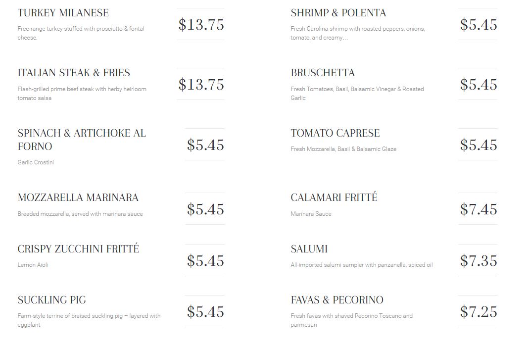 menu