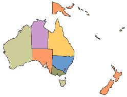 This is a map of Australia, we are located in Queensland, our State is on the East Coast, and is the "pointed one" in light yellow colour!