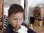 Trygg eating peanut butter