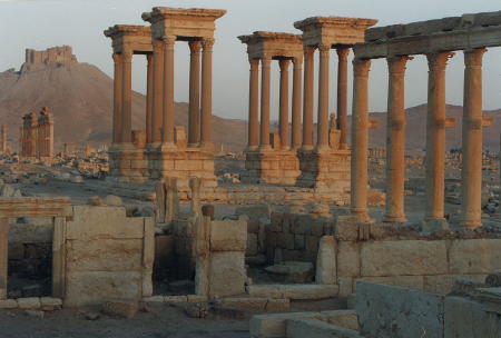 Romna Columns Overlooked by Arab Castle,  The Crusader's never came.