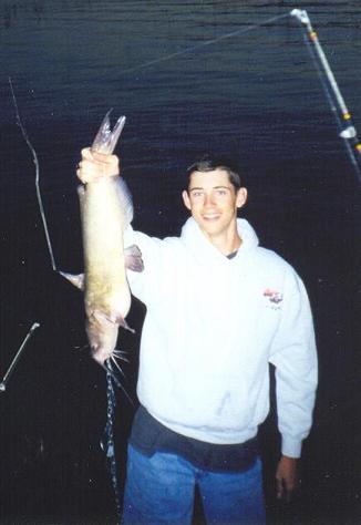This is a nice Channel Catfish caught at the Bubble-Up at <a href='http://www.utahfishinginfo.com/utahlakes/utahlake.php'>Utah Lake</a> at night.&nbsp; This cat was caught using a chunck of fresh carp meat being fished below a bobber in the shallows casted into open areas inside the bullrushes.&nbsp; The best bites that year were coming right around and just after sunset.