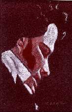 'Overlit Darcy', 12 X 9, Cont� on black construction paper