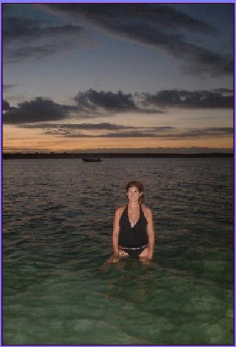 ozzie worried about sharks at sunset