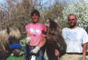 Tom Morrissey with wife Jenifer and 2 of our ponies, Mya and Torrin.  Summer 2000. [select to view a larger image]