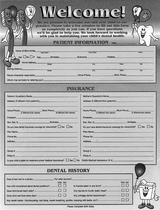 Dr. Maria Patient Form - Front Page