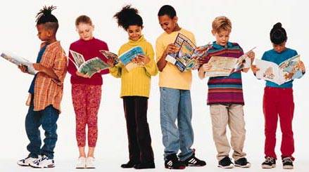 children students in line reading school books grade middle grammer k-12 grade catholic christian church