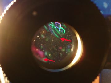A scratch is seen inside this kiev60 lens
