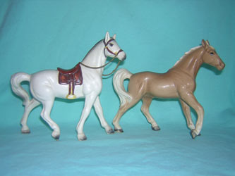Horse with english saddle and palomino