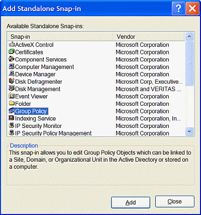 Highlight and add Group Policy.