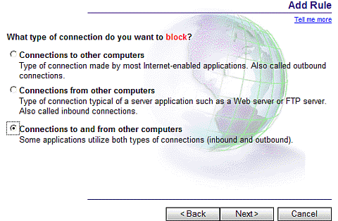 What type of connection do you want to block?
