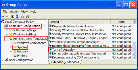 Computer Config: Turn off Autoplay