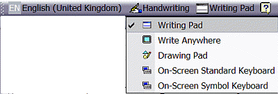 Display Handwriting pad in the language bar