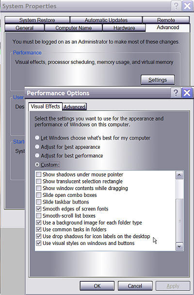 Tick or untick the Use drop shadows option