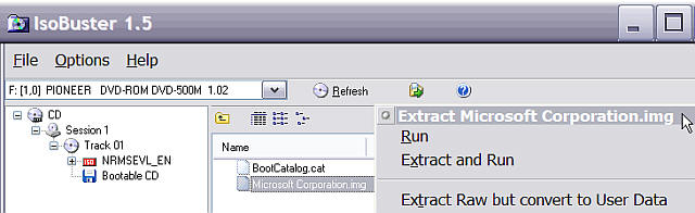 Isobuster: Extract Microsoft Corportaion image