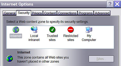 My Computer zone in Internet Options
