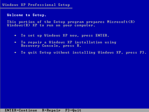 Welcome to Setup screen