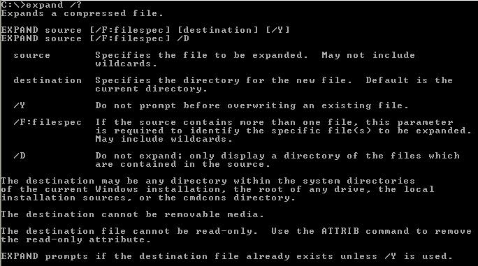 expand command options