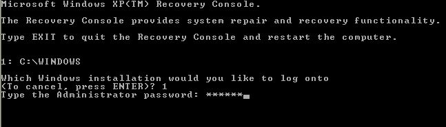 Type the Administrator password