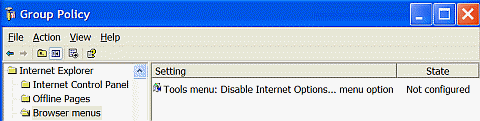 Group Policy browser menu