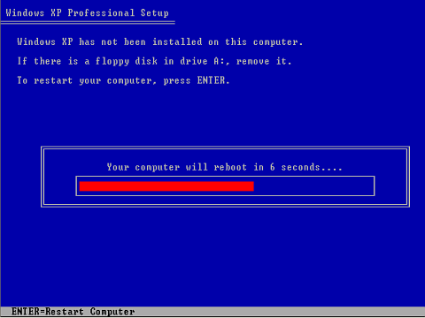 Your computer will reboot in 6 seconds.