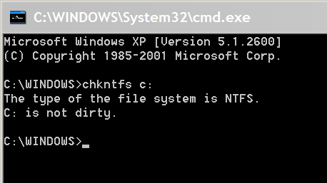 chkntfs c: command