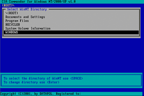 Select WINDOWS directory