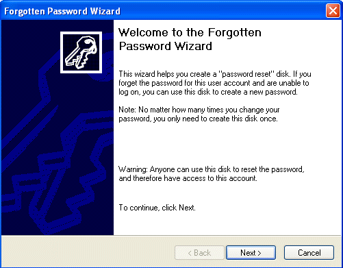 Welcome to Forgotten Password Wizard