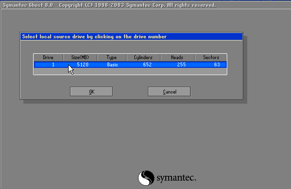 Select local source drive