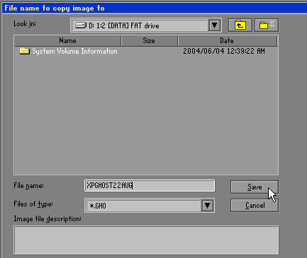 Select file location and file name.