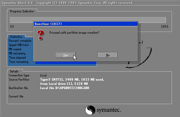 Ghost 8: Confirmation dialogue.