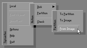 Main menu, restore partition
