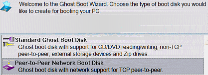 Ghost Boot Wizard: Peer-to-Peer Network Boot Disk