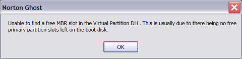 Norton Ghost error message.
