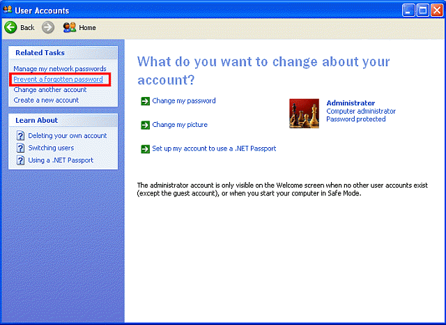 Prevent a forgotten password link