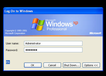 Logon after resetting the password at the logon screen