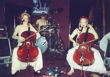 Rasputina 10/23/02 late set. Never trust a drunken bald gay midget who insists upon dancing on stage.