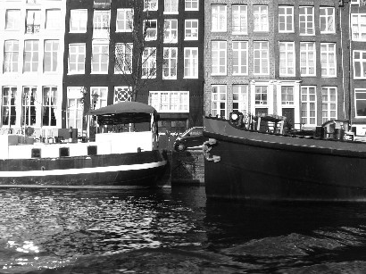 boats in a canal!&nbsp; (Amsterdam)