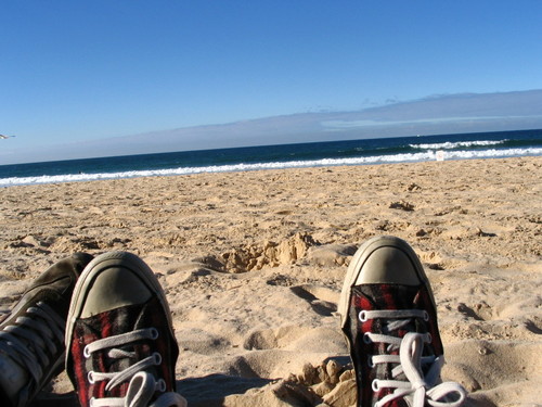 converse all-stars on Manly beach - oh how artistic... now where's that vegemite sandwich?